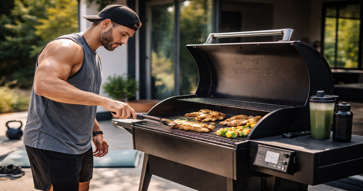traeger grill in use
