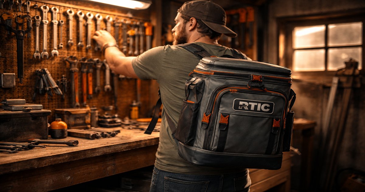rtic backpack cooler in use